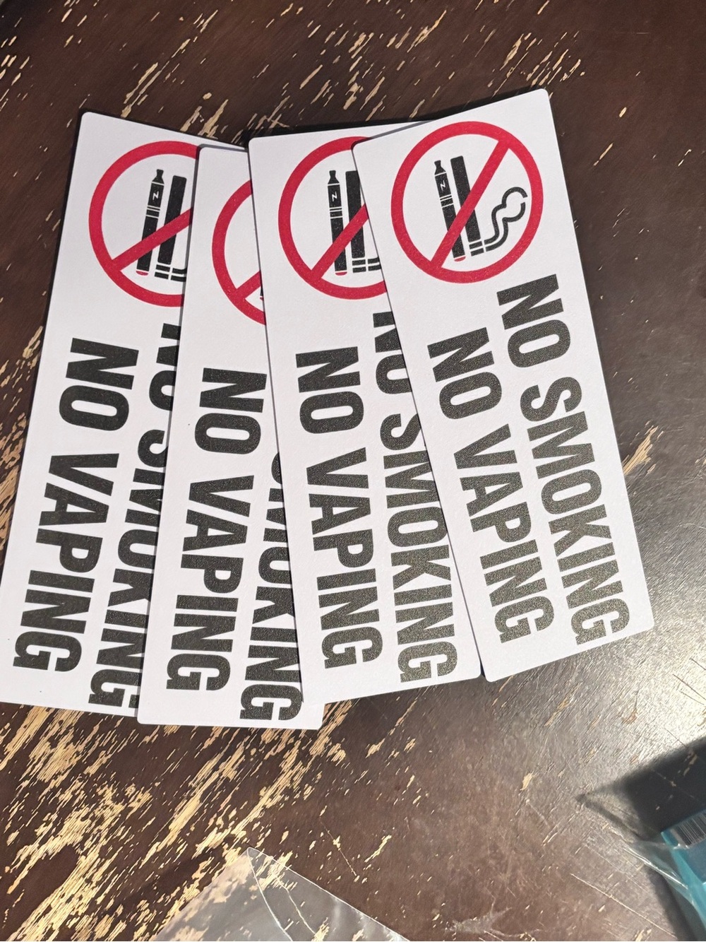 New! 4 Pack No Smoking No Vaping Red & White Warning Signs